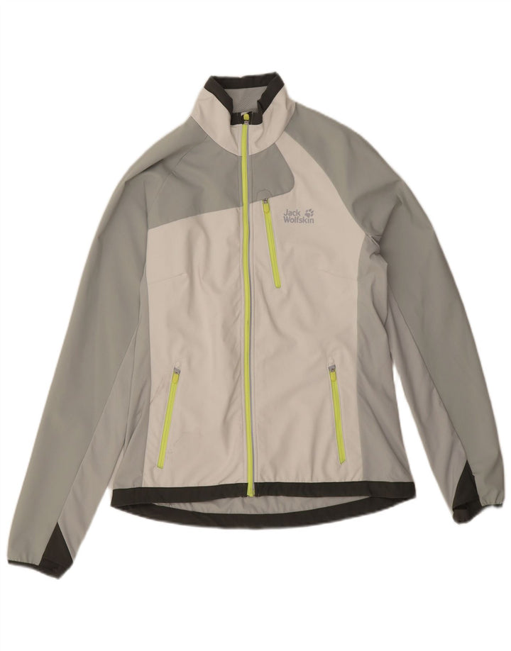Jack Wolfskin Damen-Trainingsanzug-Top-Jacke, Größe S, UK 10, Grau, Farbblock