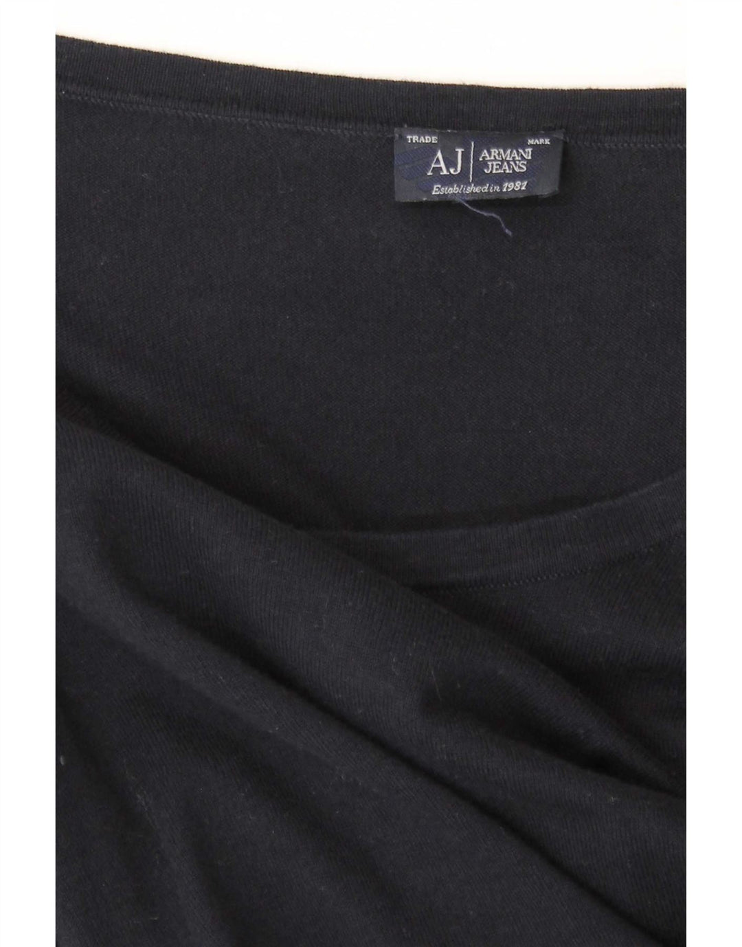 Armani Jeans Damen Top Langarm UK 12 Medium Marineblau