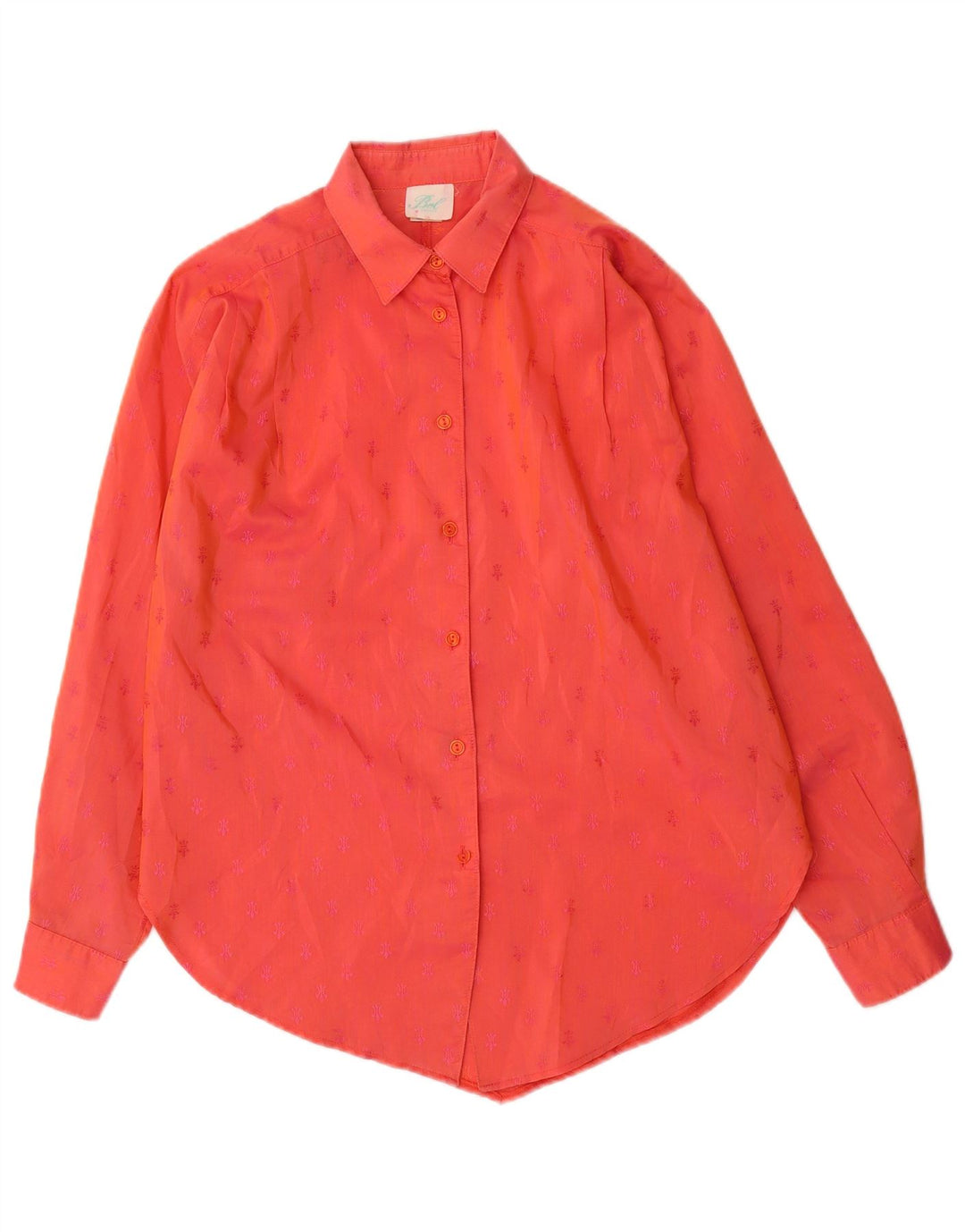 Vintage Damen Langarmshirt EU 38 Mittelrot gefleckte Baumwolle