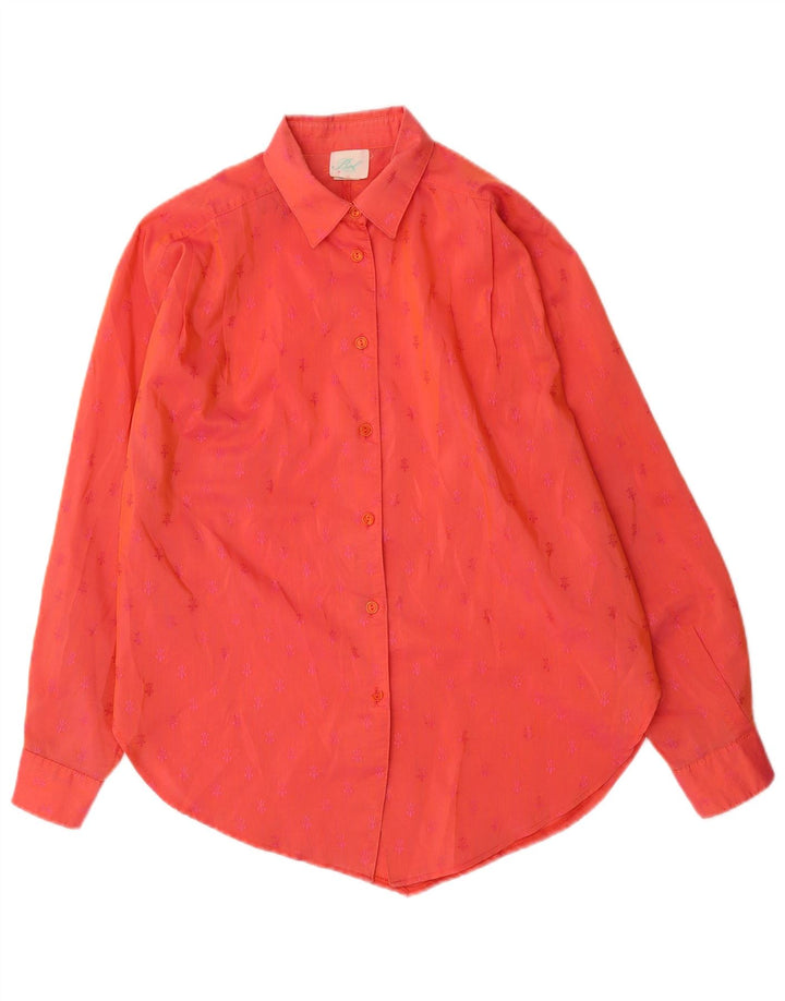 Vintage Damen Langarmshirt EU 38 Mittelrot gefleckte Baumwolle