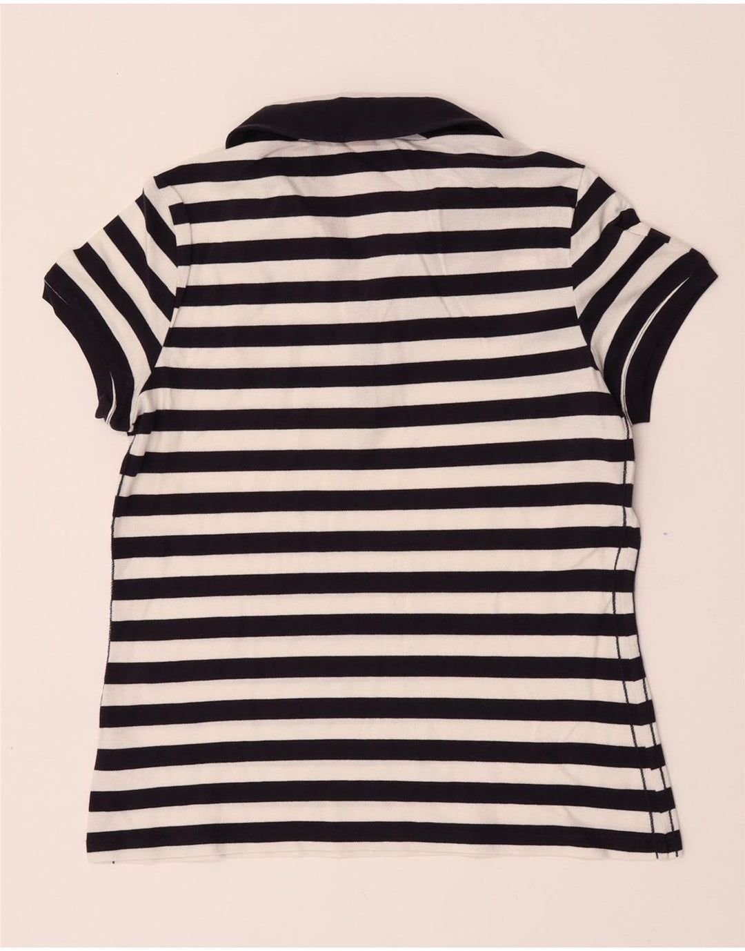 Puma Damen Poloshirt UK 14 Medium Marineblau gestreift Baumwolle