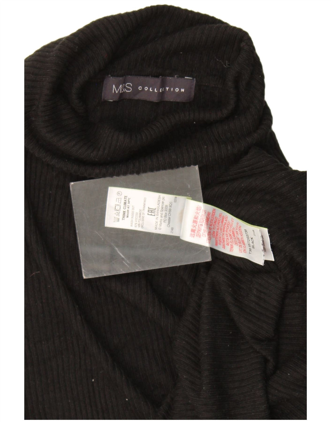 Marks & Spencer Damen-Pullover mit Rollkragen, Gr. 40, Größe L, Schwarz, Viskose