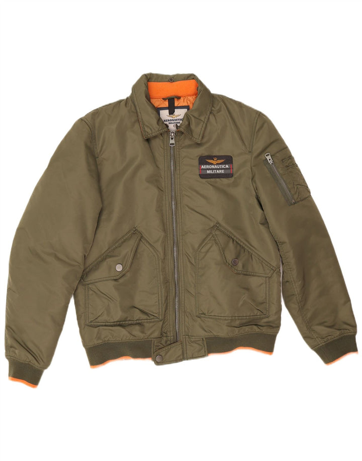 Aeronautica Militare Herren Bomberjacke IT 50 Medium Khaki Nylon
