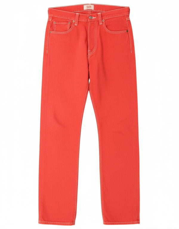 Levi's Damen 501 Straight Jeans W29 L32 Rote Baumwolle