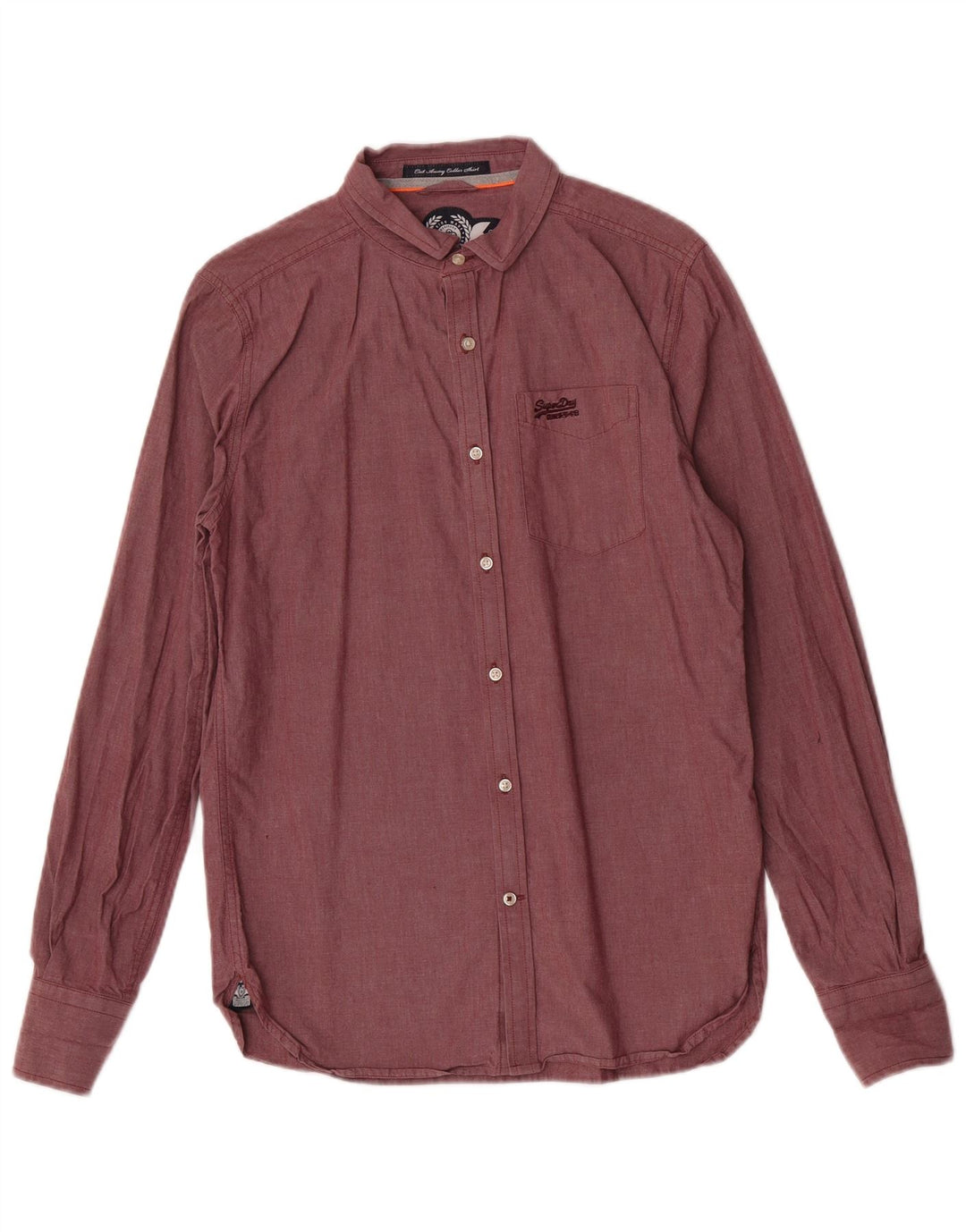 Superdry Herren-Hemd aus mittlerer Burgunder-Baumwolle