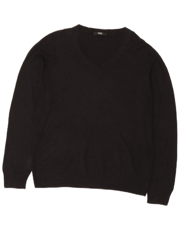 Marks & Spencer Damen-Pullover mit V-Ausschnitt, UK 20 2XL, schwarze Viskose