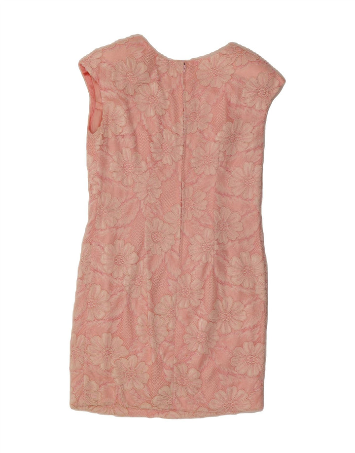 VINTAGE Womens Sheath Dress UK 14 Medium Pink Floral Vintage Vintage and Second-Hand Vintage from Messina Hembry 