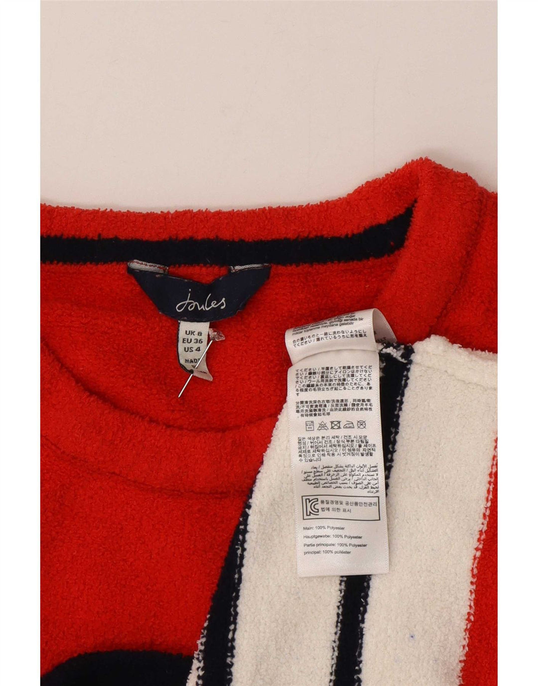 Joules Damen-Pullover mit U-Boot-Ausschnitt, Gr. 8, klein, mehrfarbig gestreift