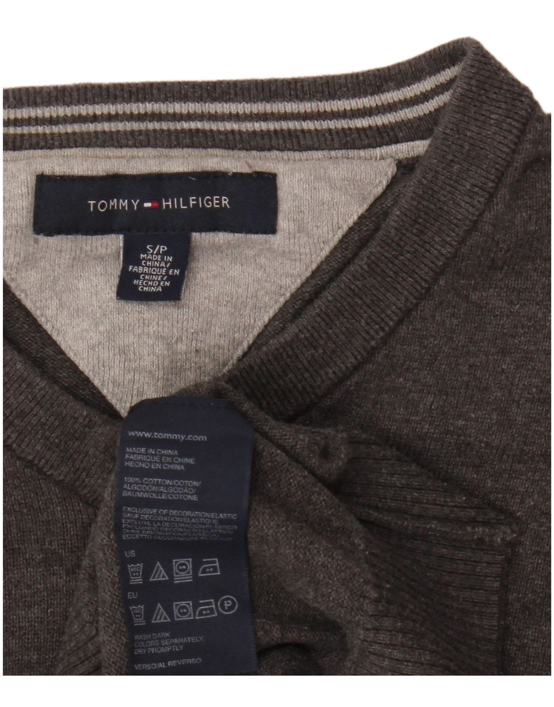 Tommy Hilfiger Damen-Pullover, übergroß, V-Ausschnitt, Gr. 10, Größe S, Grau