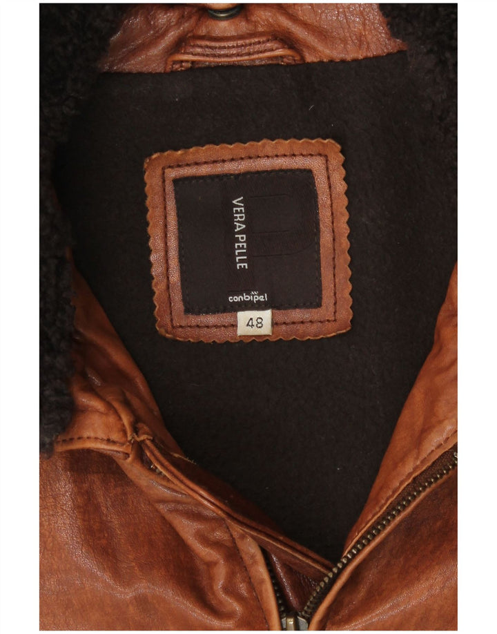 Conbipel Herren Lederjacke IT 48 Mittelbraunes Leder