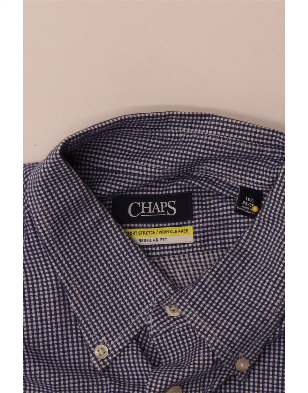 Chaps Herren-Hemd mit normaler Passform, Größe 16 1/2, große blaue Gingham-Baumwolle