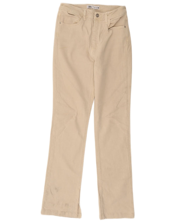 Zara Damen Straight Jeans EU 38 Small W28 L31 Beige