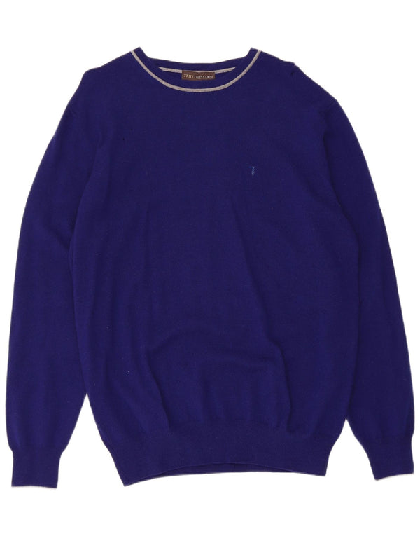 Trussardi Herren-Pullover mit U-Boot-Ausschnitt, XL, marineblauer Kaschmir