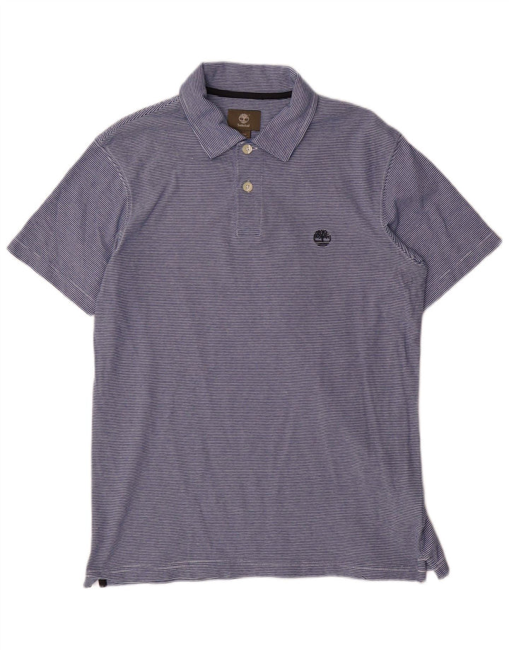 TIMBERLAND Herren-Poloshirt mit normaler Passform, mittelblau, gestreift, Baumwolle