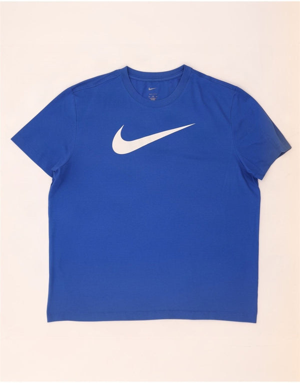 Nike Herren Dri Fit Graphic T-Shirt Top 2XL Blau Polyester