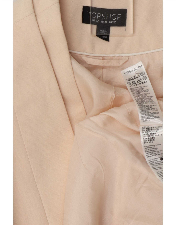 Topshop Damen Crop Open Blazer Jacke UK 12 Medium Off White Polyester