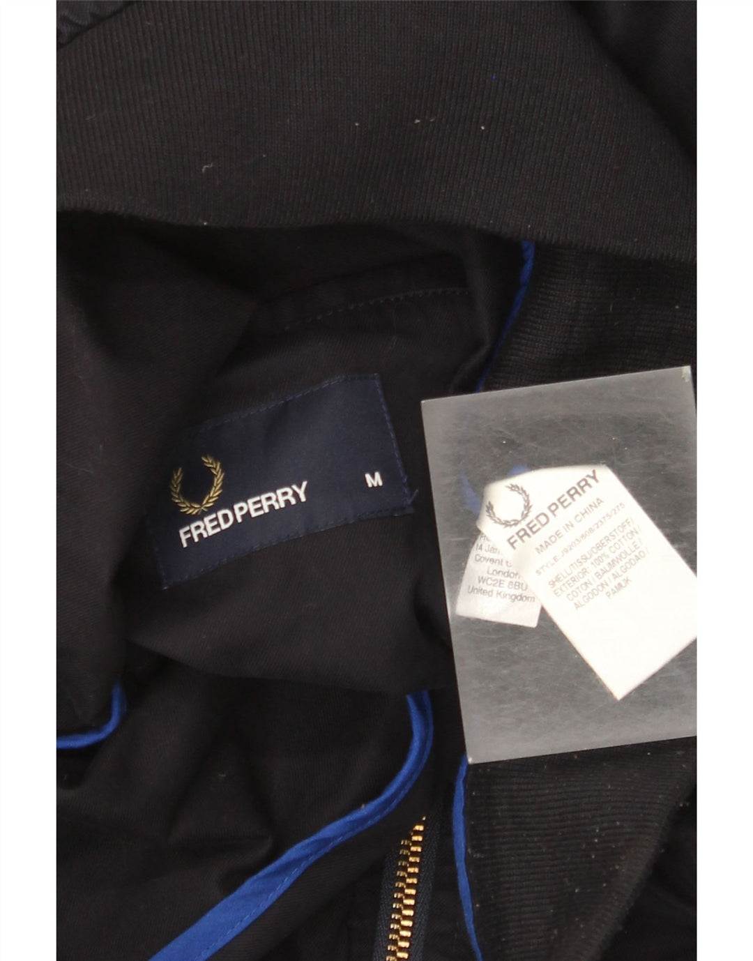 Fred Perry Herren Bomberjacke UK 38 Mittelmarineblaue Baumwolle