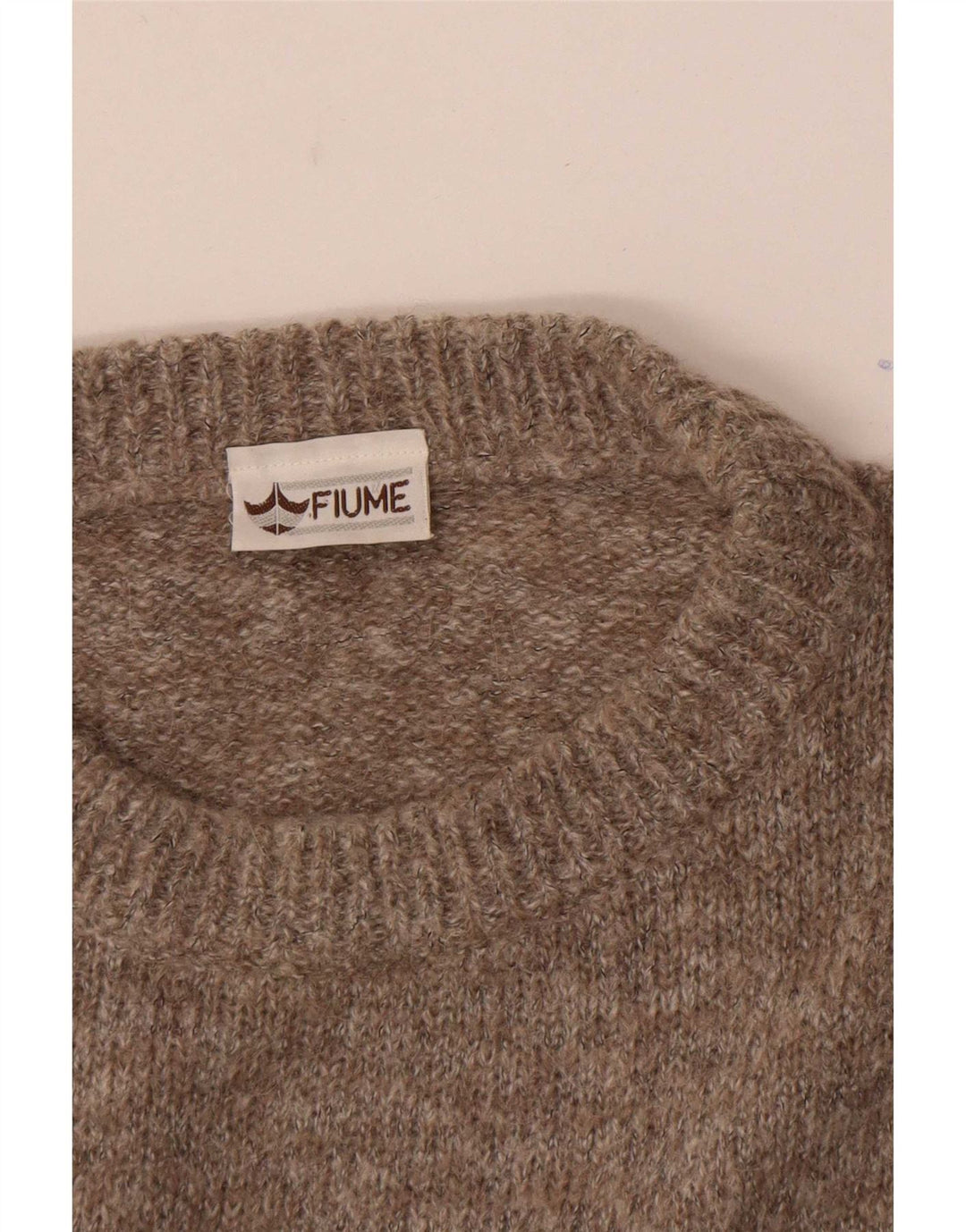 Fiume Herren-Pullover mit grafischem Rundhalsausschnitt, Größe 52, groß, braun, Farbblock