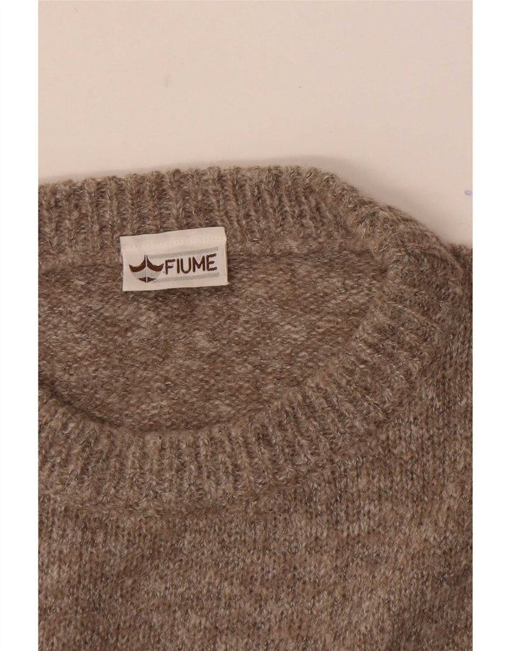 Fiume Herren-Pullover mit grafischem Rundhalsausschnitt, Größe 52, groß, braun, Farbblock