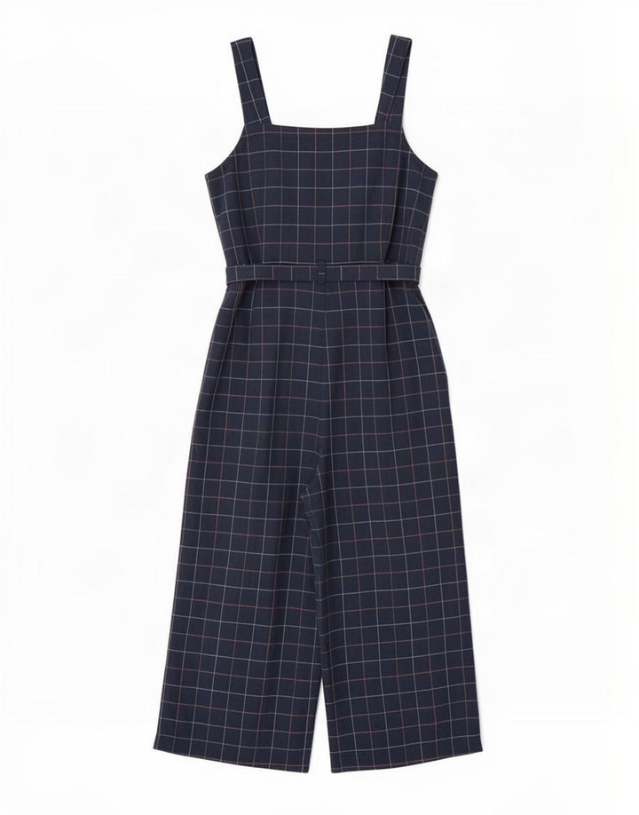Seasalt Cornwall Womens Petite Jumpsuit UK 12 Medium Navy Blue Check Cotton