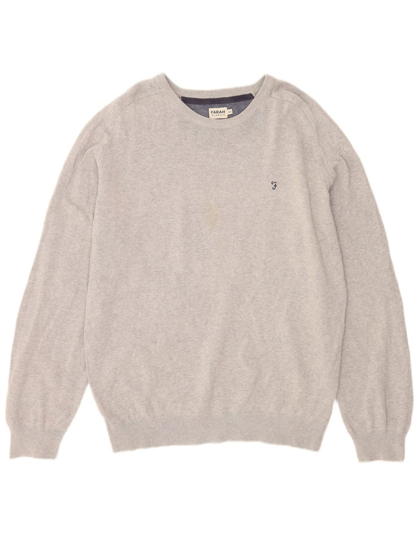 Farah Herren-Pullover mit U-Boot-Ausschnitt, 2XL, graue Baumwolle