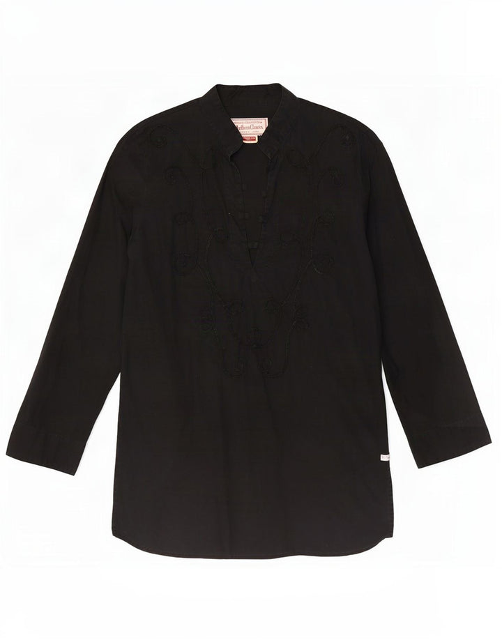 Marlboro Classics Langarm-Tunika-Oberteil für Damen, UK 14, Mittel, Schwarz, Paisleymuster