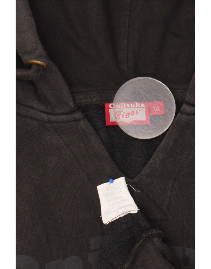 Herren-Kapuzenpullover mit Grafik, 2XL, schwarze Baumwolle