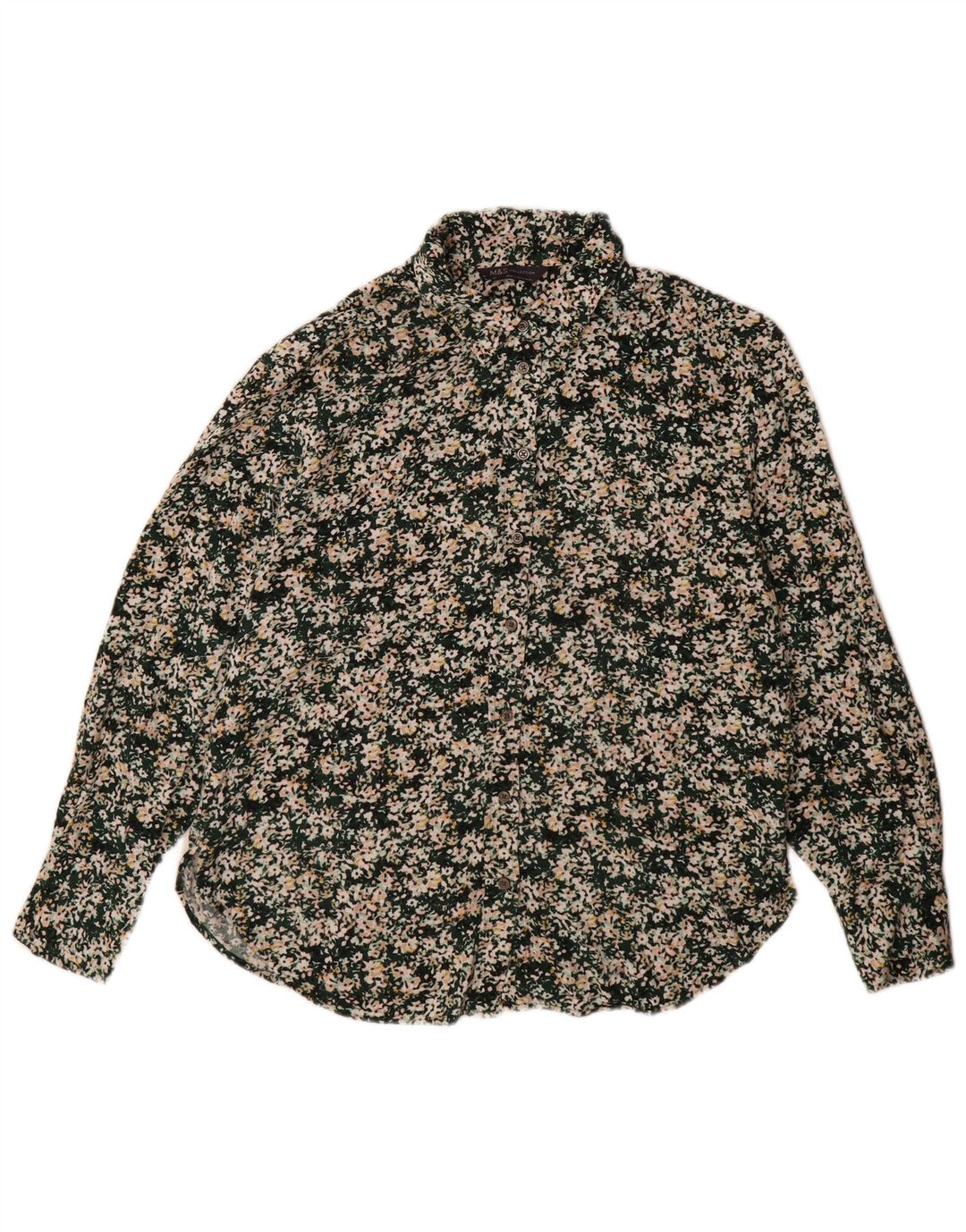 Marks & Spencer Damen-Hemdbluse in Übergröße, Gr. 10, klein, grünes Blumenmuster