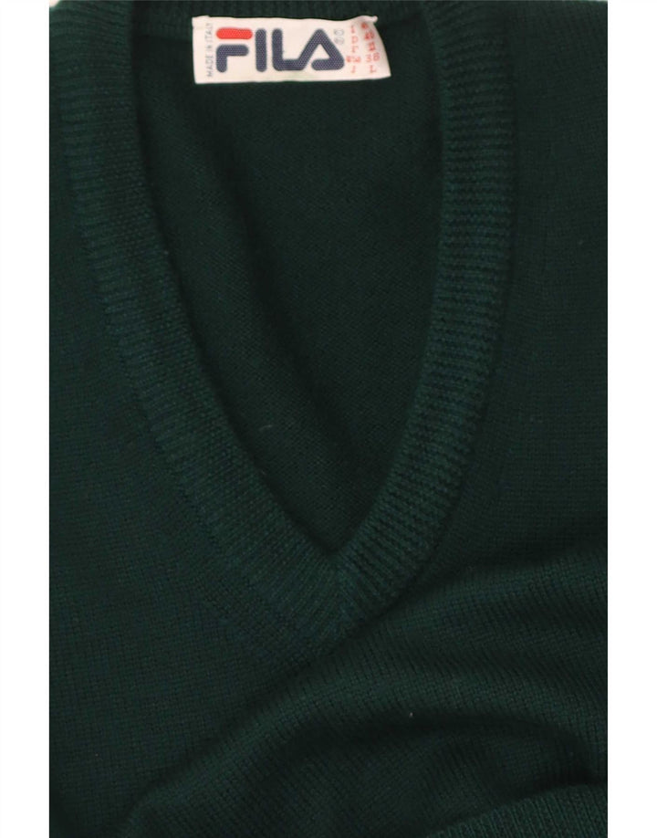 Fila Herren-Pullover mit V-Ausschnitt, reguläre Passform, IT 48, Mittelgrün