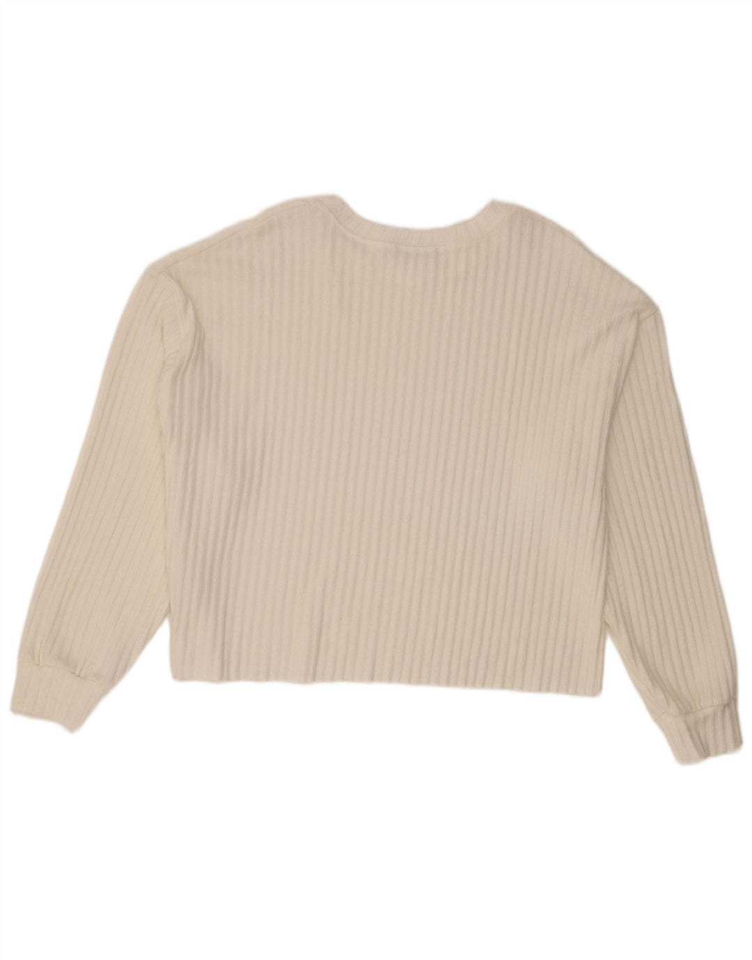 Zara Damen Crop-Pullover mit U-Boot-Ausschnitt, UK 14, Mittelweiß, Polyester
