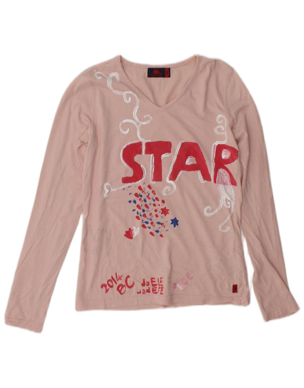 Kappa Womens Graphic Top Langarm UK 10 Small Rosa Baumwolle