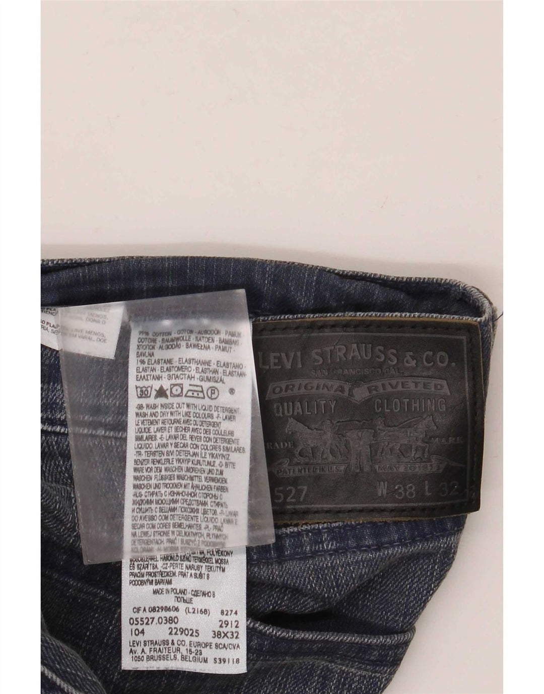 Levi's Herren 527 Bootcut Jeans W38 L32 Blaue Baumwolle