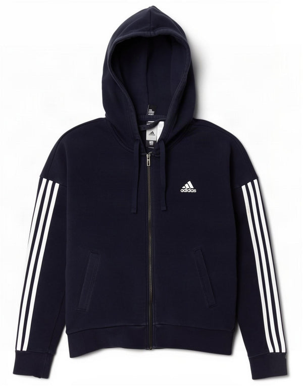 Adidas Damen Zip Hoodie Pullover UK 12/14 Mittel Marineblau Baumwolle