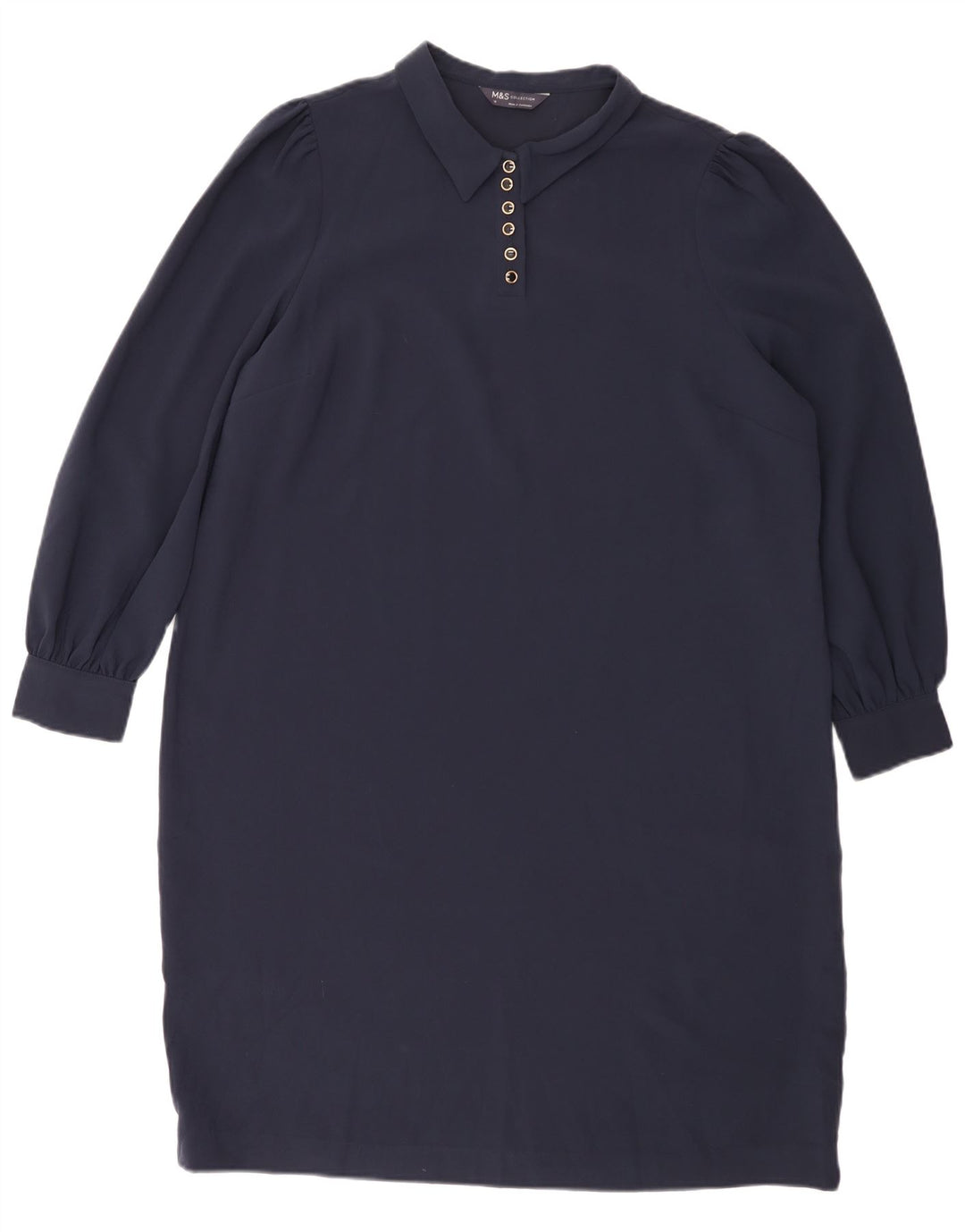 Marks & Spencer Damen Langarm-Etuikleid UK 18 XL Marineblau Polyester