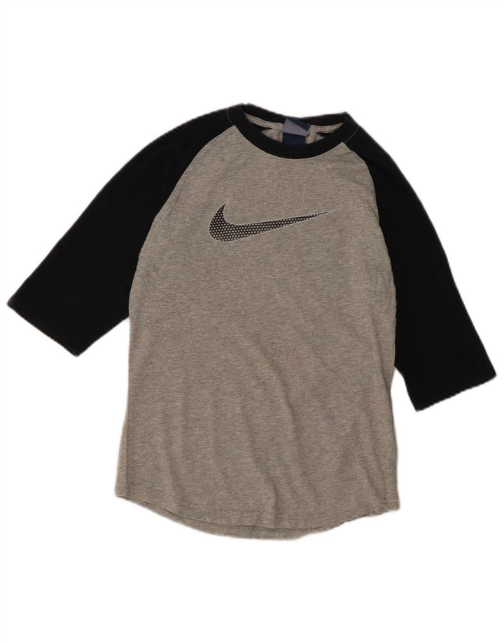 Nike Jungen-Grafikoberteil mit 3/4-Ärmeln, 10–11 Jahre, mittelgraue Colourblock-Baumwolle
