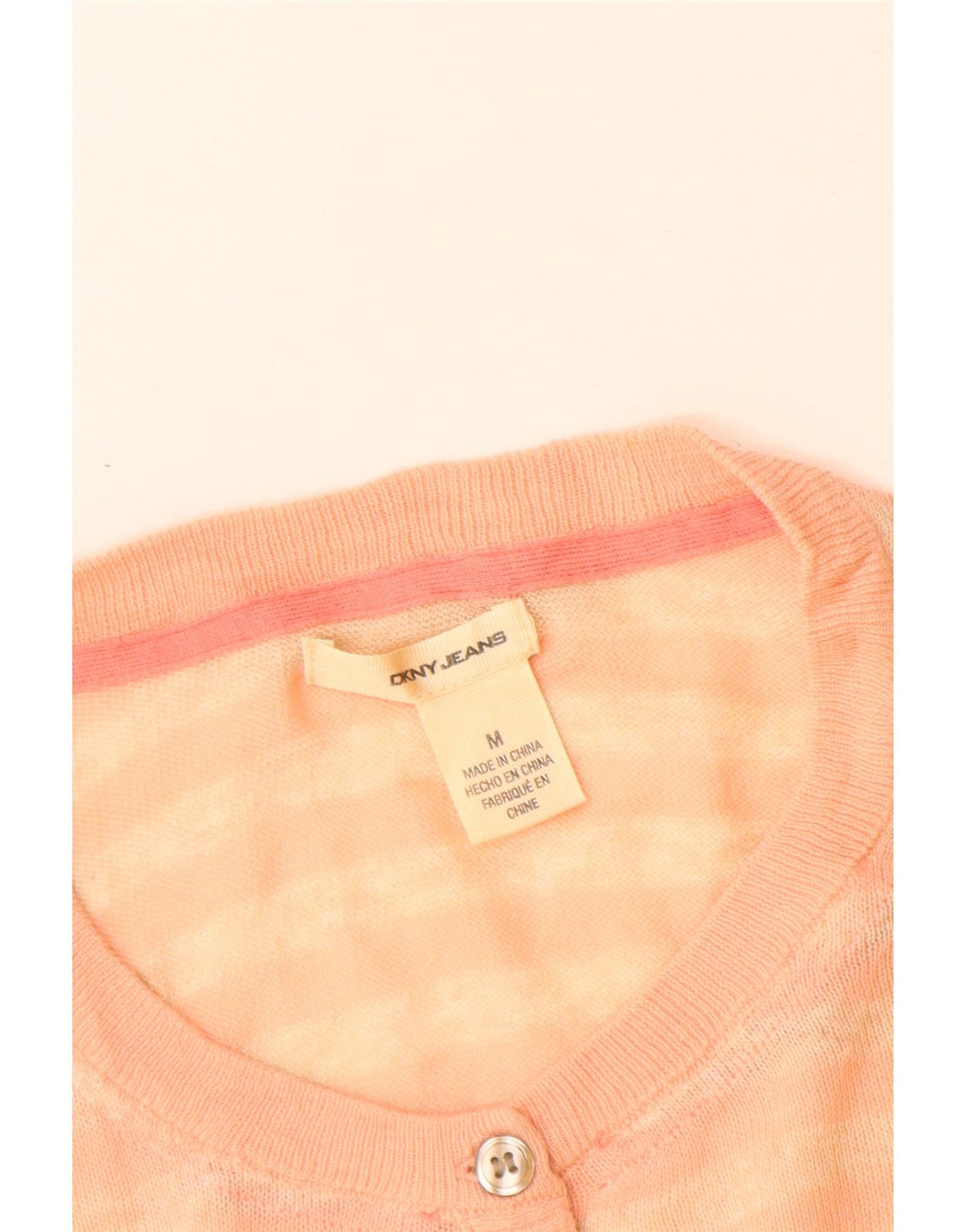 Dkny Damen-Pullover mit Rundhalsausschnitt, Gr. 14, mittelrosa, gestreift, Baumwolle