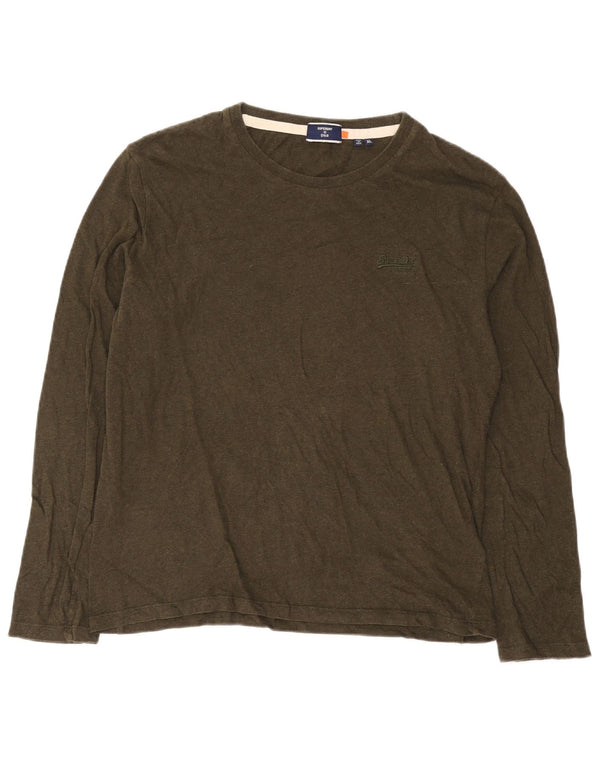 Superdry Herren-Oberteil, langärmelig, XL, Khaki, Baumwolle