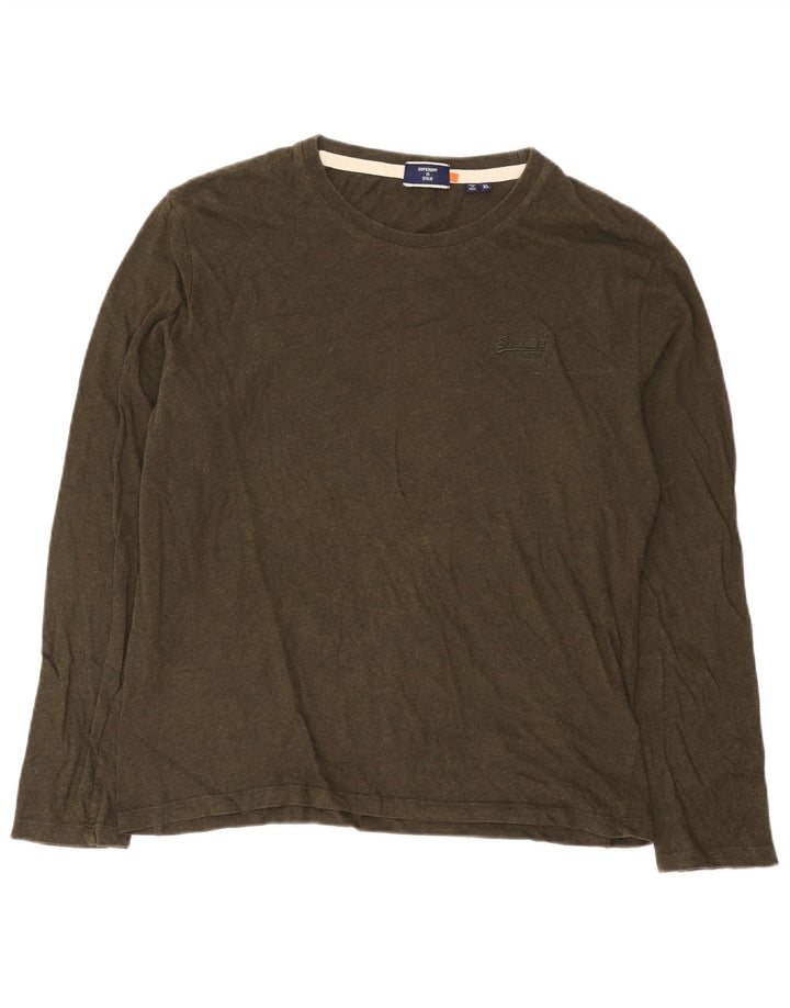 Superdry Herren-Oberteil, langärmelig, XL, Khaki, Baumwolle
