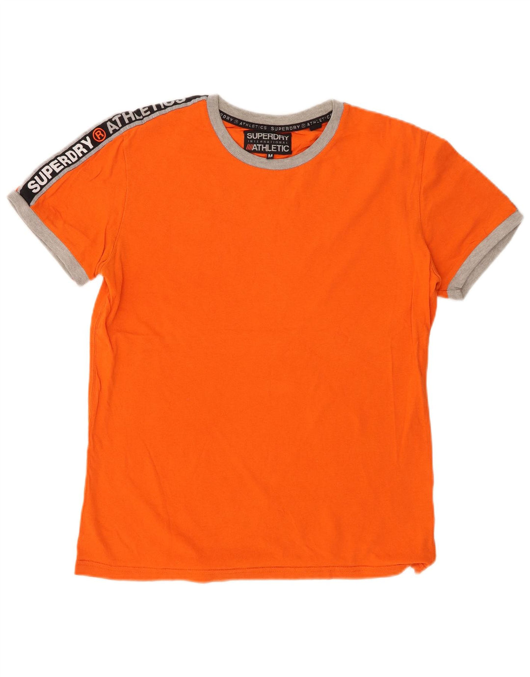 SUPERDRY Herren Grafik-T-Shirt-Oberteil aus mittelorangefarbener Colourblock-Baumwolle