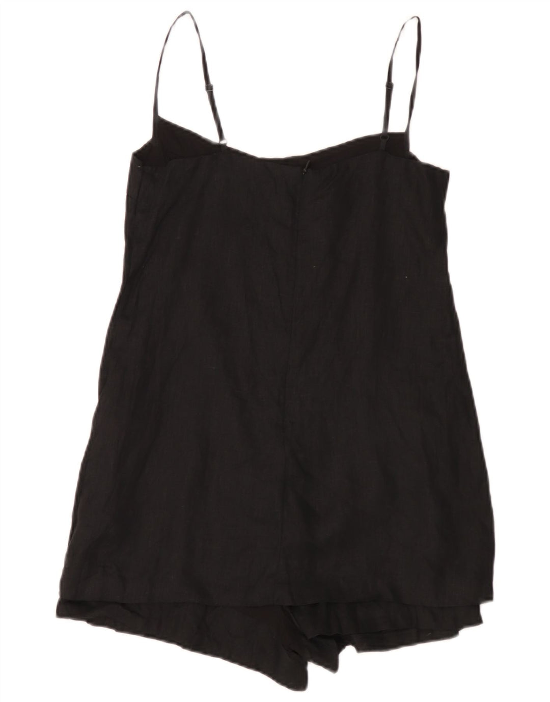 Zara Damen Playsuit UK 10 Small Schwarz Leinen