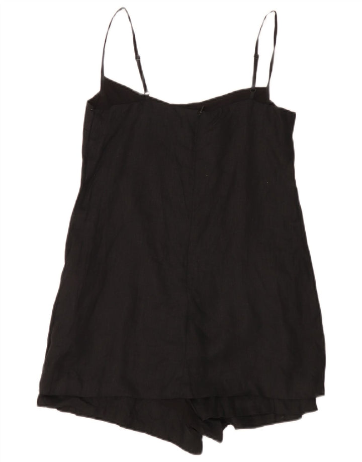 Zara Damen Playsuit UK 10 Small Schwarz Leinen