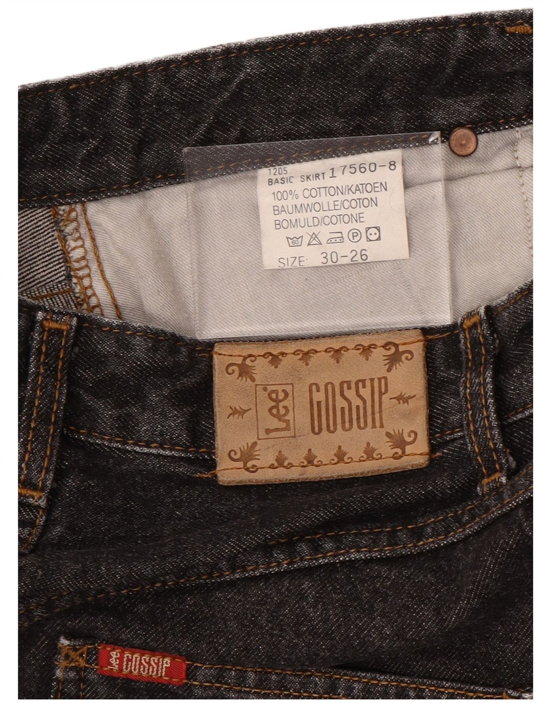 LEE Damen Jeansrock W26 L24 Schwarze Baumwolle