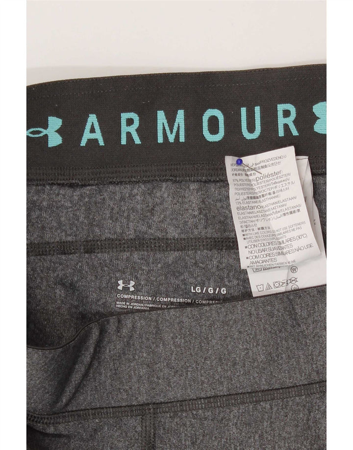 Under Armour Damen Capri-Leggings UK 14 Large Graues geometrisches Polyester