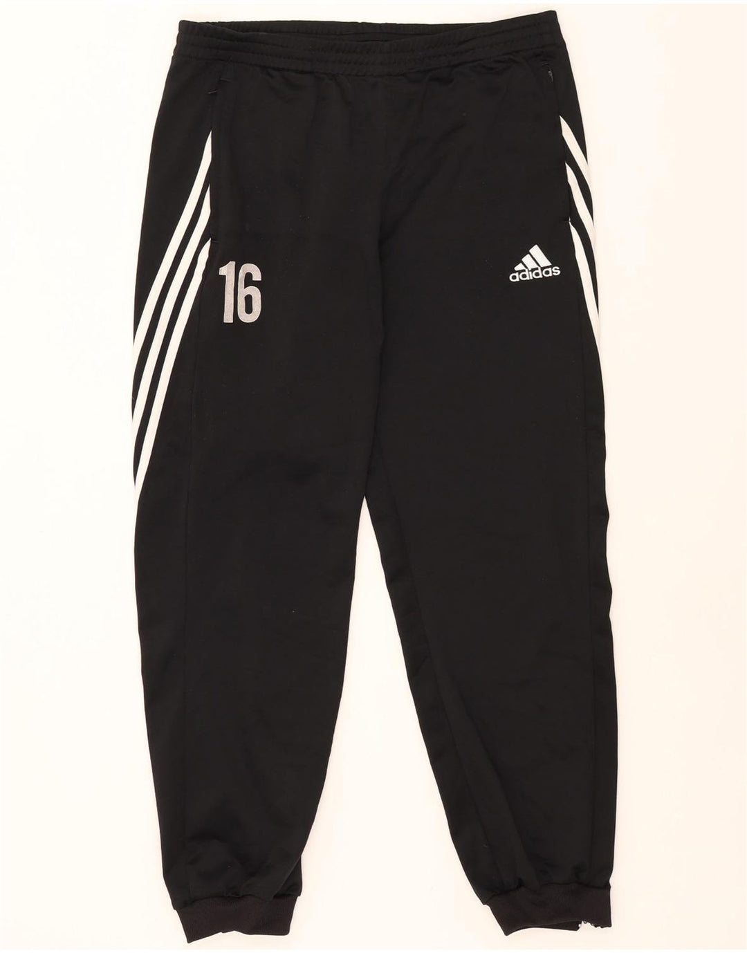 ADIDAS Mens Graphic Tracksuit Trousers Joggers Large  Black Polyester Vintage Adidas and Second-Hand Adidas from Messina Hembry 