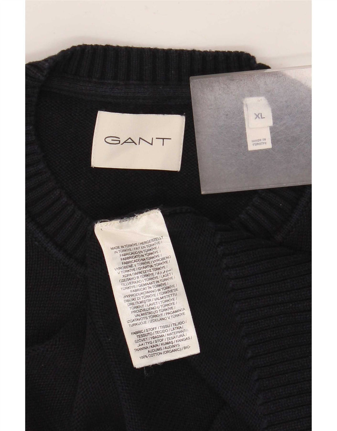 Gant Herren-Pullover mit Rundhalsausschnitt, XL, marineblaue Baumwolle
