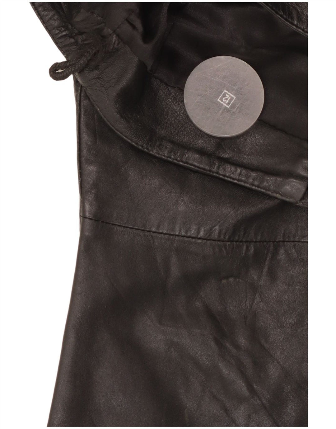 VINTAGE Damen Bootcut-Lederhose UK 12 Medium W30 L32 Schwarz