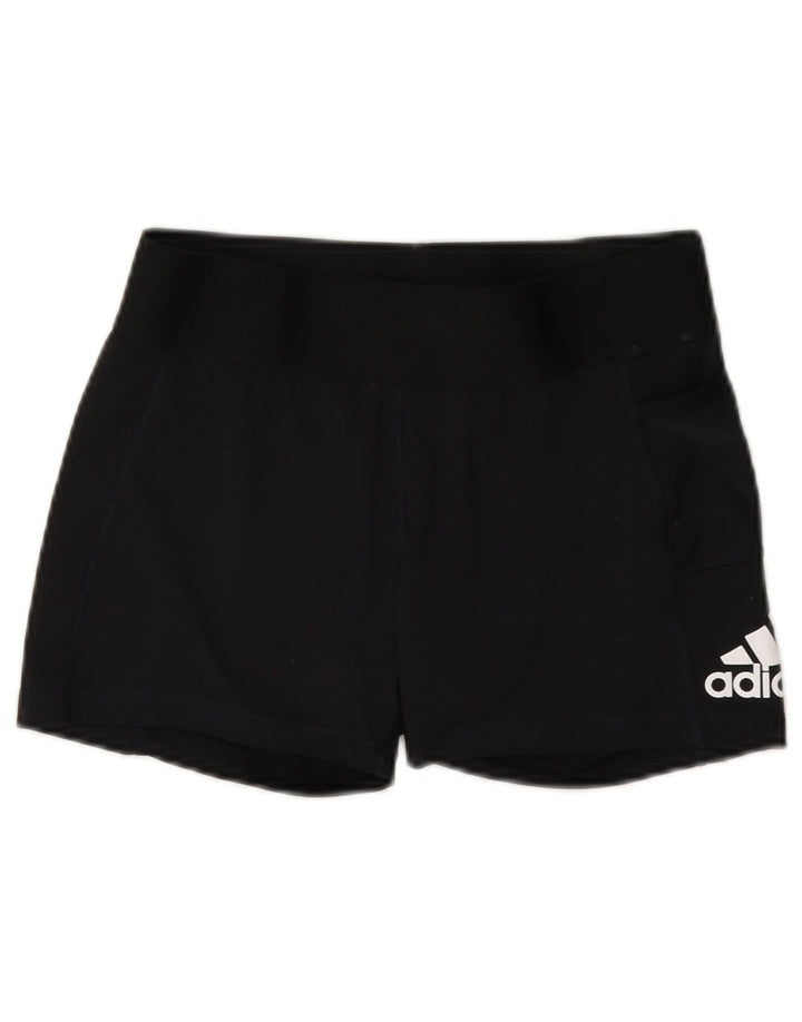 Adidas Damen Graphic Sport Shorts UK 12 Medium Schwarz Polyester
