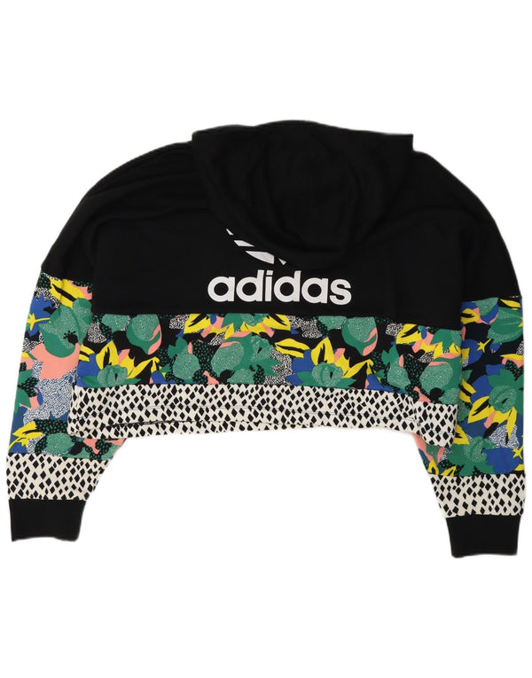 Adidas Damen Her Graphic Übergroßer Kapuzenpullover UK 14 Medium Black Floral
