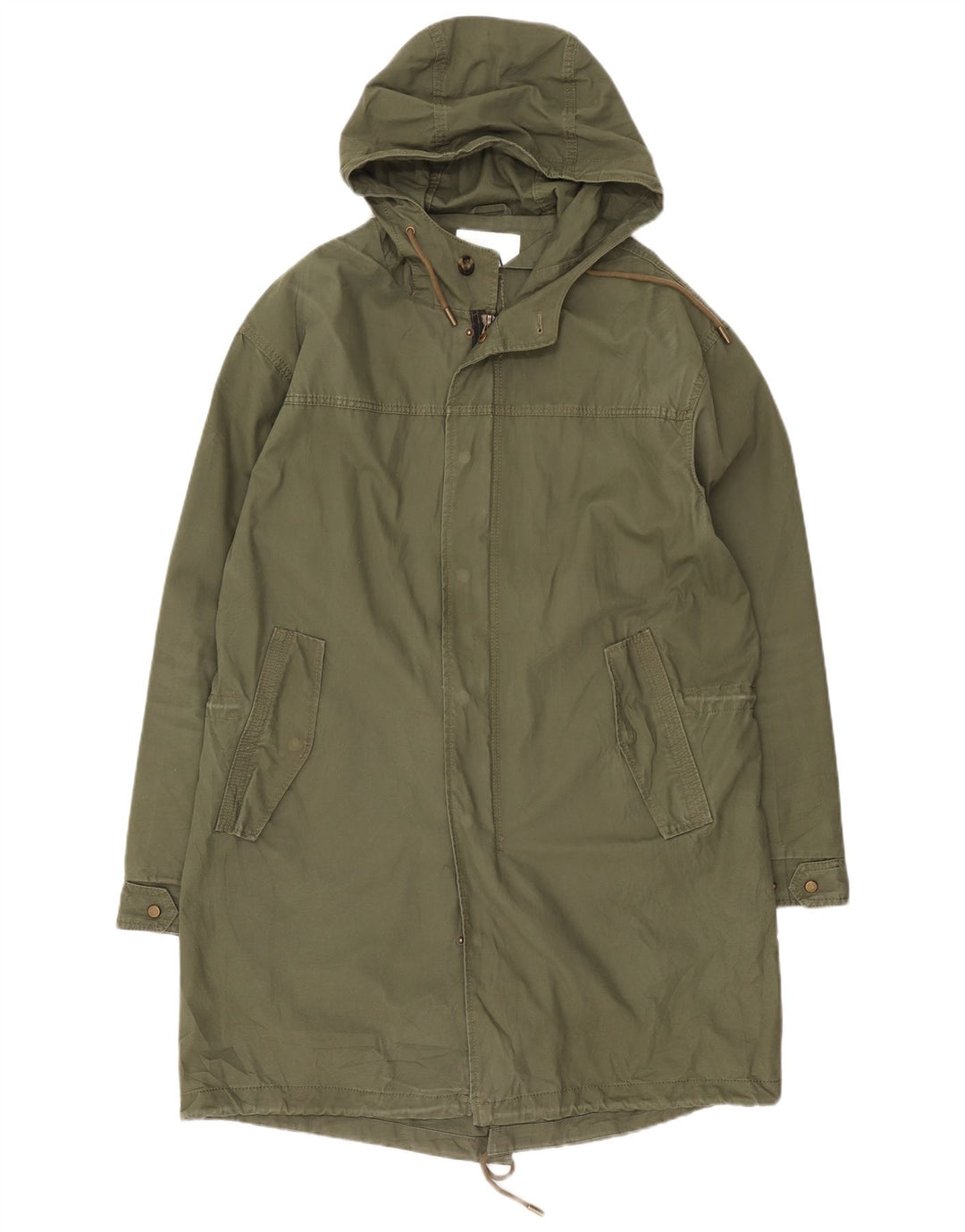 Zara Herren-Parka mit Kapuze, Größe 40, Khaki