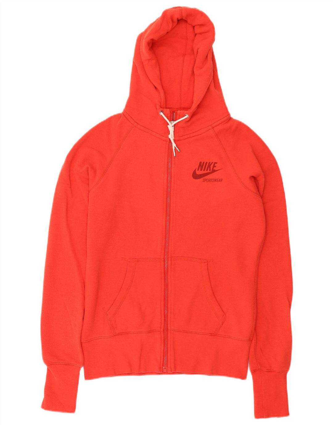Nike Damen Zip Hoodie Pullover UK 14 Mittelrote Baumwolle